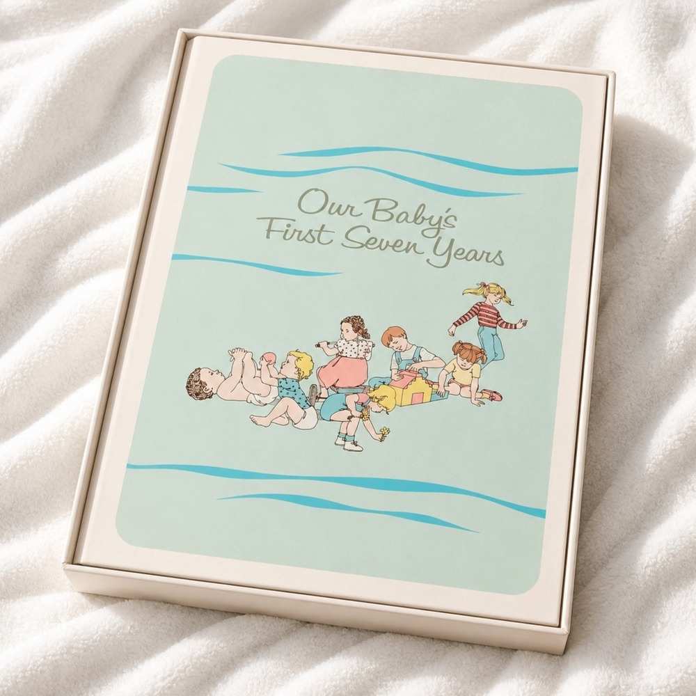 CR Gibson Our Babys First Seven Years Record Book Blue Vintage 1983 New Unused